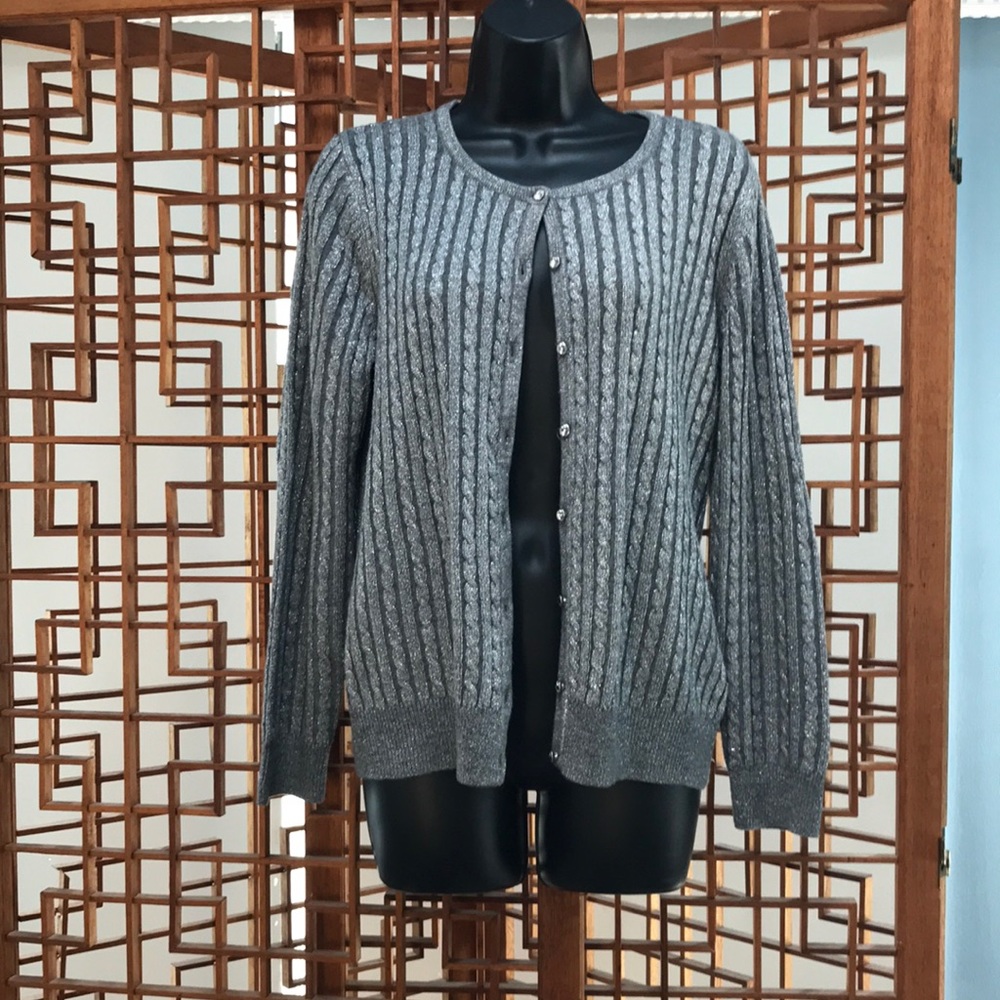 New York and Company gray button down sweater size medium. NWOT